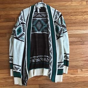 Aztec print cardigan sweater